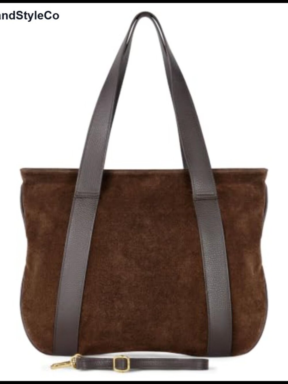 Genuine Suede Leather Tote with Zipper & Adjustable Strap Large